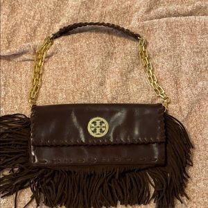 Tory Burch Brown fold clutch